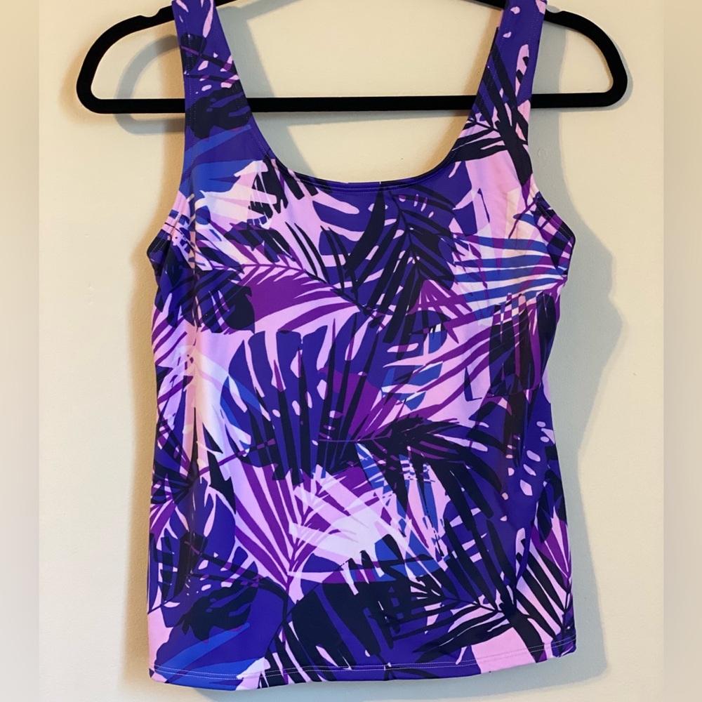 LL Bean Blue/Purple Tankini Top Size 6
